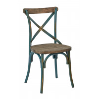 OSP Home Furnishings SMR424WAS-ATQ Somerset Antique Turquoise Metal Chair With X-Back